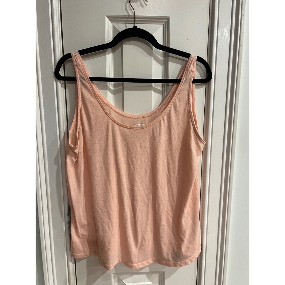 Old Navy Womens Peach Pink Scoop Neck Cotton Blend Tank Top Size Large